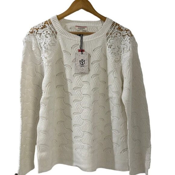 ANDREE BY UNIT Sweaters - Andree by Unit White Long Sleeve Sweater Medium